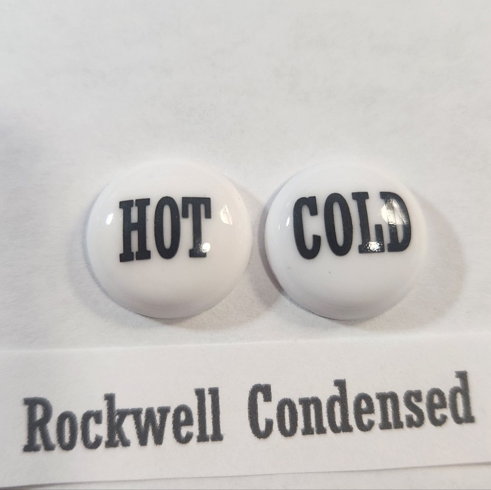 Ceramic Buttons For Handle Faucet one set, One Hot and One Cold imprinted